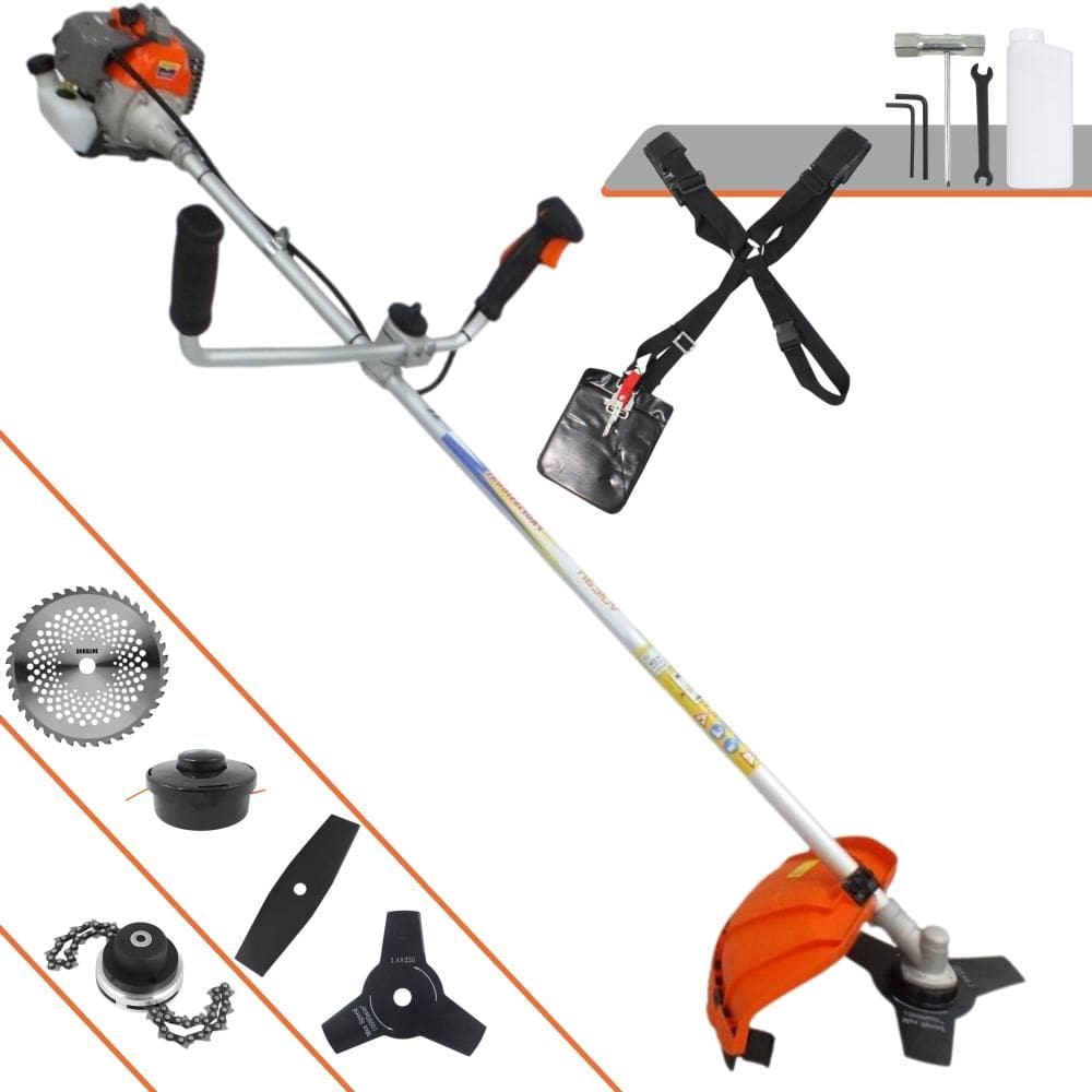 Máquina de Corta Grama Vulcan VR330P À Gasolina 2T 33cc 1,2HP 10.000rpm Multifunções Completa Com Carretel de Nylon + 4 Lâminas de Corte