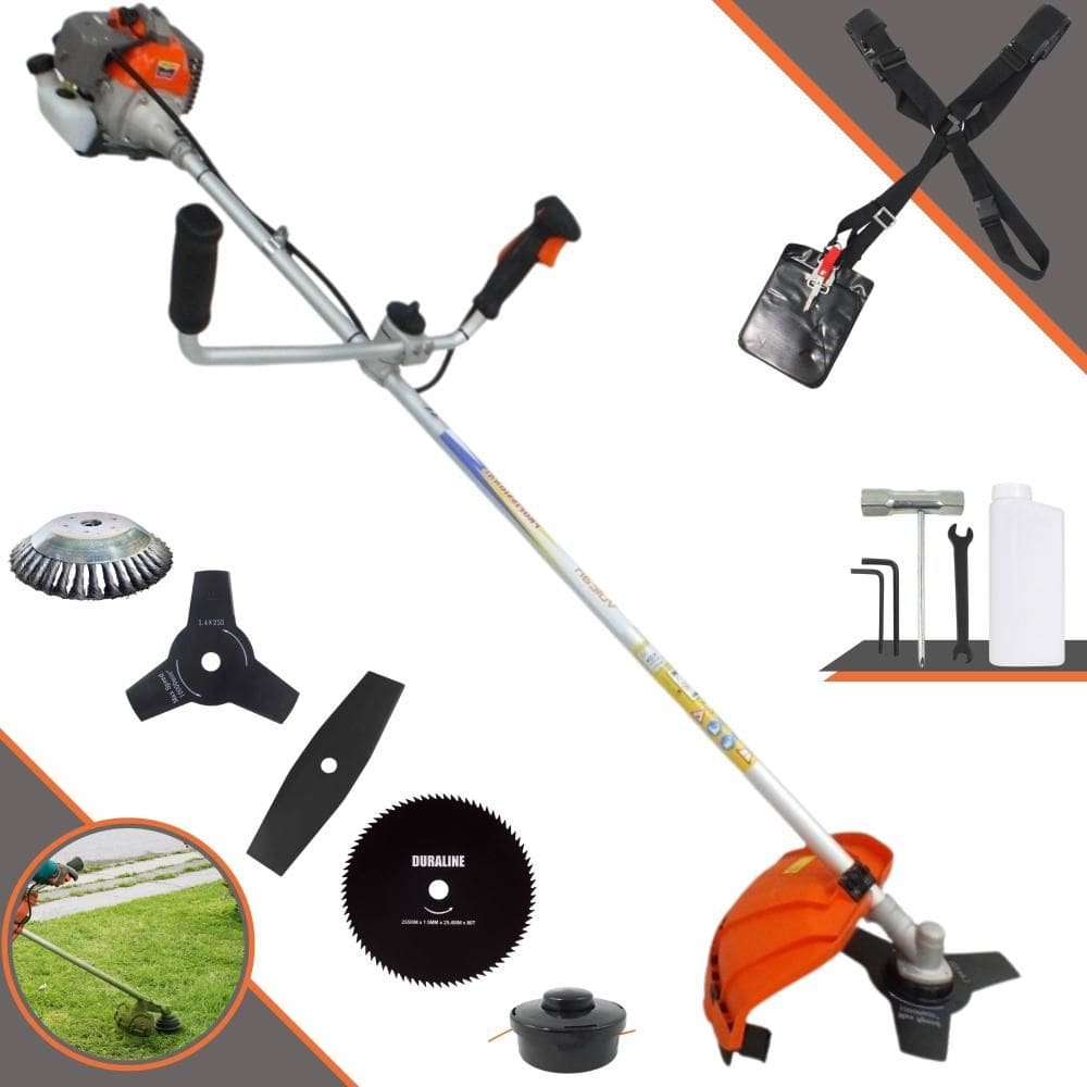 Roçadeira Lateral VR330P Vulcan À Gasolina 33cc 1,2HP Com Guidão Antivibração Carretel Nylon + Faca 2 Pontas + Faca 3 Pontas + Faca 80 Dentes + Escova