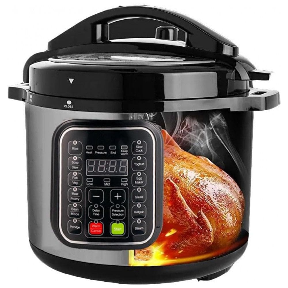 Panela de Pressão Elétrica de Aço Inoxidável de 7,57 litros com Programação de 24 Horas, 14 em 1 Fogão Lento com Controle de Temperatura