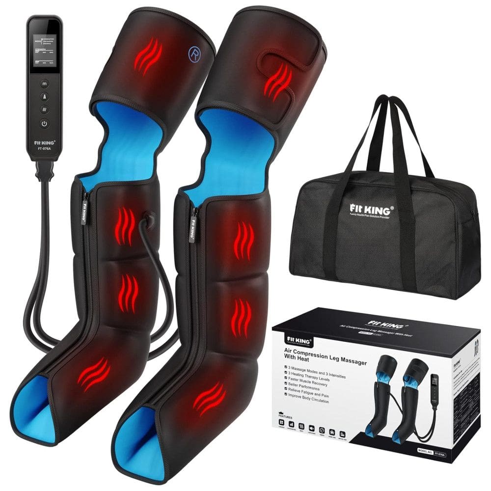 Massageador Elétrico de Compressão para Coxas, Pernas e Pés, Bivolt, FIT KING, Preto