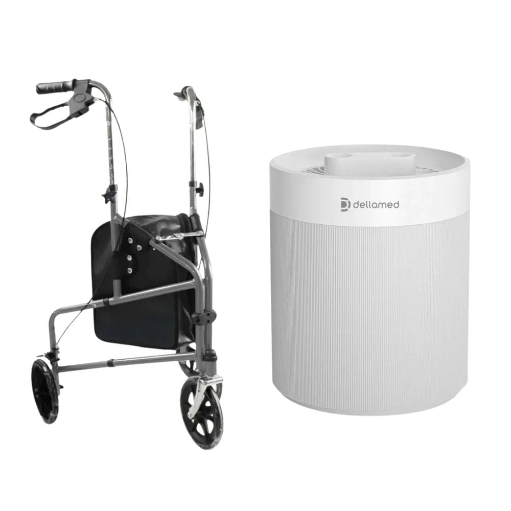 Kit Andador D11, 3 Rodas Dobrável e Umidificador de Ar Ultrassônico Light 2,3L Bivolt com Aromatizador Dellamed