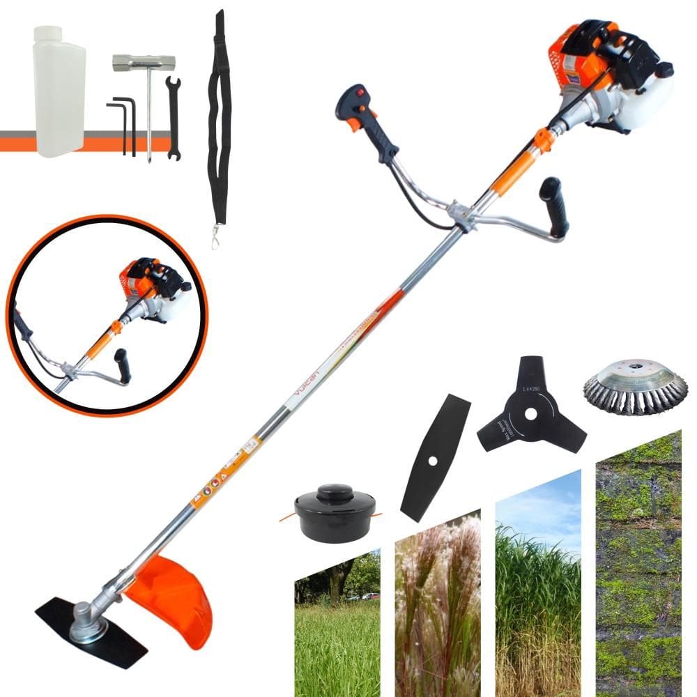 Roçadeira  Multifunções Vulcan VR430-S À Gasolina Motor 2 Tempos 1,7HP 43cc 10.000rpm + Extra Faca 3 Pontas e Escova de Aço 38 Cerdas