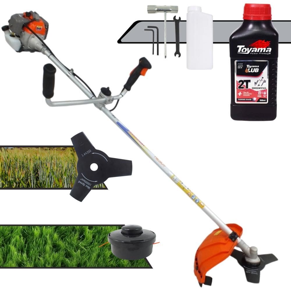 Roçadeira Multifuncional Vulcan VR330-P À Gasolina 33cc 1,2HP 10.000rpm 2 Opções de Corte Com Lâmina 3 Pontas + Carretel de Nylon + ÓLEO TOYAMA 2T