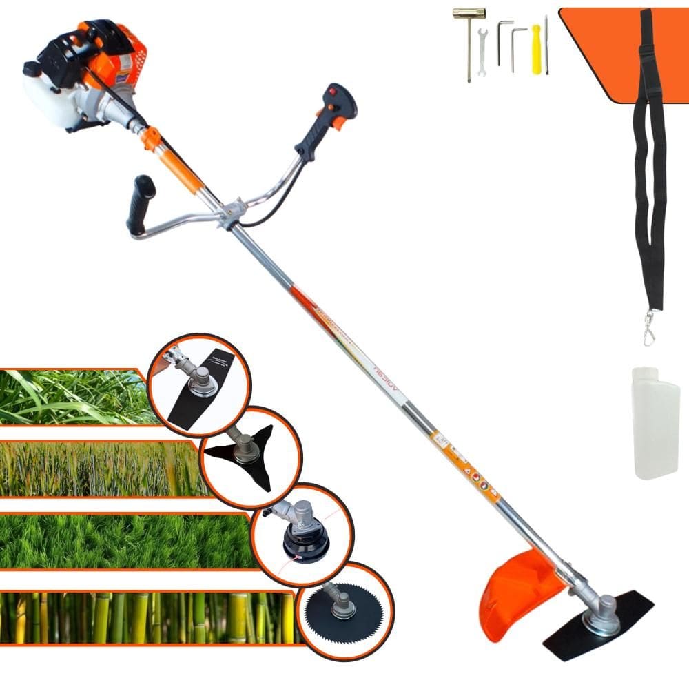 Roçadeira Vulcan VR430-S À Gasolina 2T 43cc 1,7HP Alta Rotação Com 4 Opções de Corte Com Carretel + Faca 2 Pontas + Faca 3 Pontas + Faca 80 Dentes