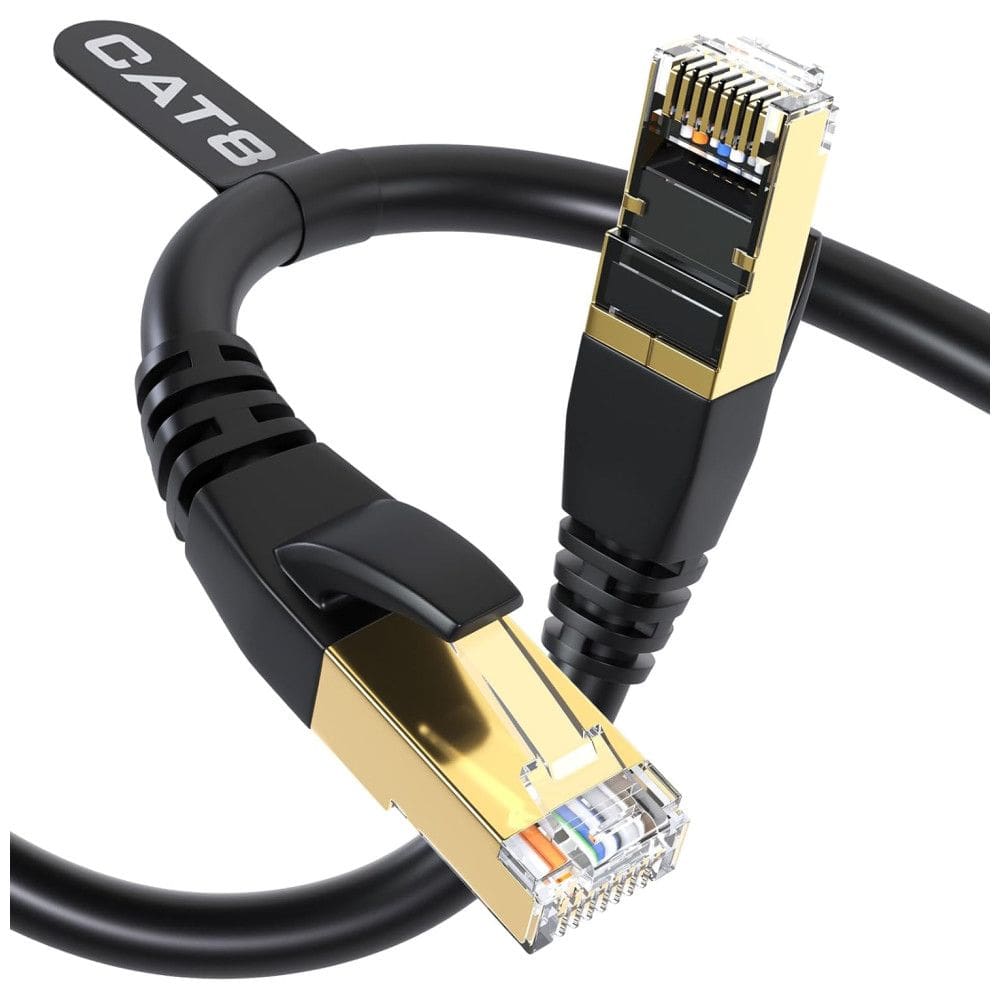 Cabo de Internet Cat8 12M Vel, 40Gbps, 2000Mhz com Conector RJ45, DBILLIONDA, Preto