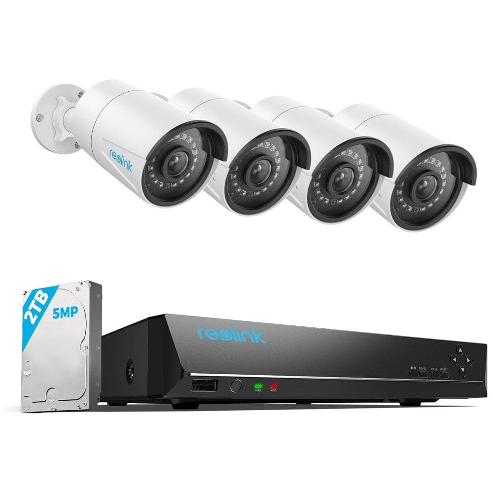 Sistema de Câmera de Segurança 8 Canais PoE IP, 4 PCS, REOLINK RLK8 410B4 5MP, Branco