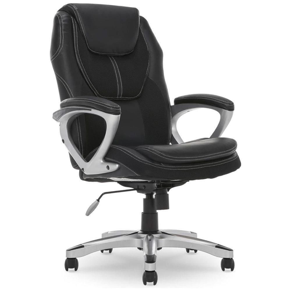 Cadeira de Escritório Executivo Ergonômica Giratória com Suporte Lombar e Altura Ajustáveis, SERTA 43673, Preto