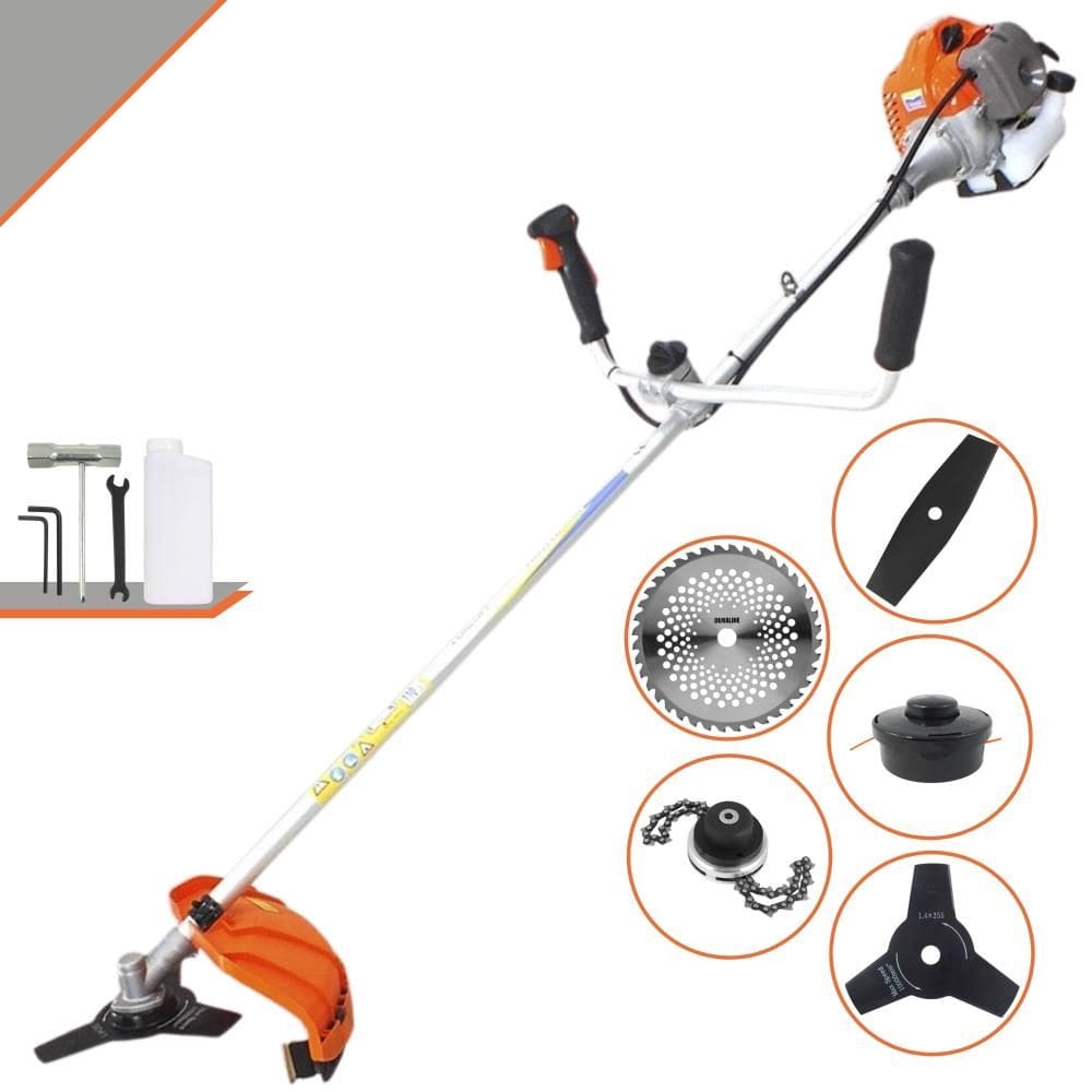 Máquina de Corta Grama Vulcan VR430P À Gasolina 2T 43cc 1,7HP 10.000rpm Multifunções Completa Com Carretel de Nylon + 4 Lâminas de Corte