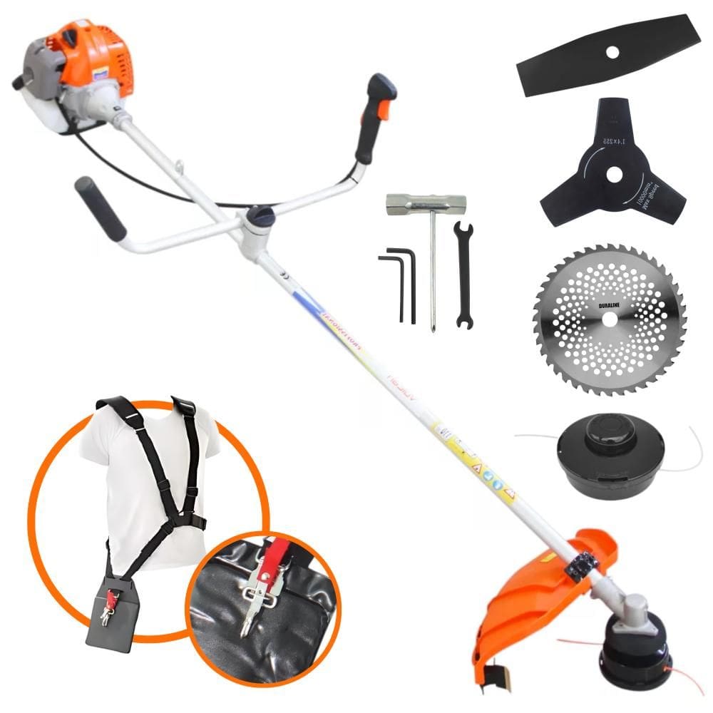 Roçadeira Completa VR430-P Vulcan À Gasolina 43cc 1,7HP Alta Rotação 4 Em 1 Com Carretel + Faca 2 Pontas + Faca 3 Pontas + Faca 40 Dentes de Vídea