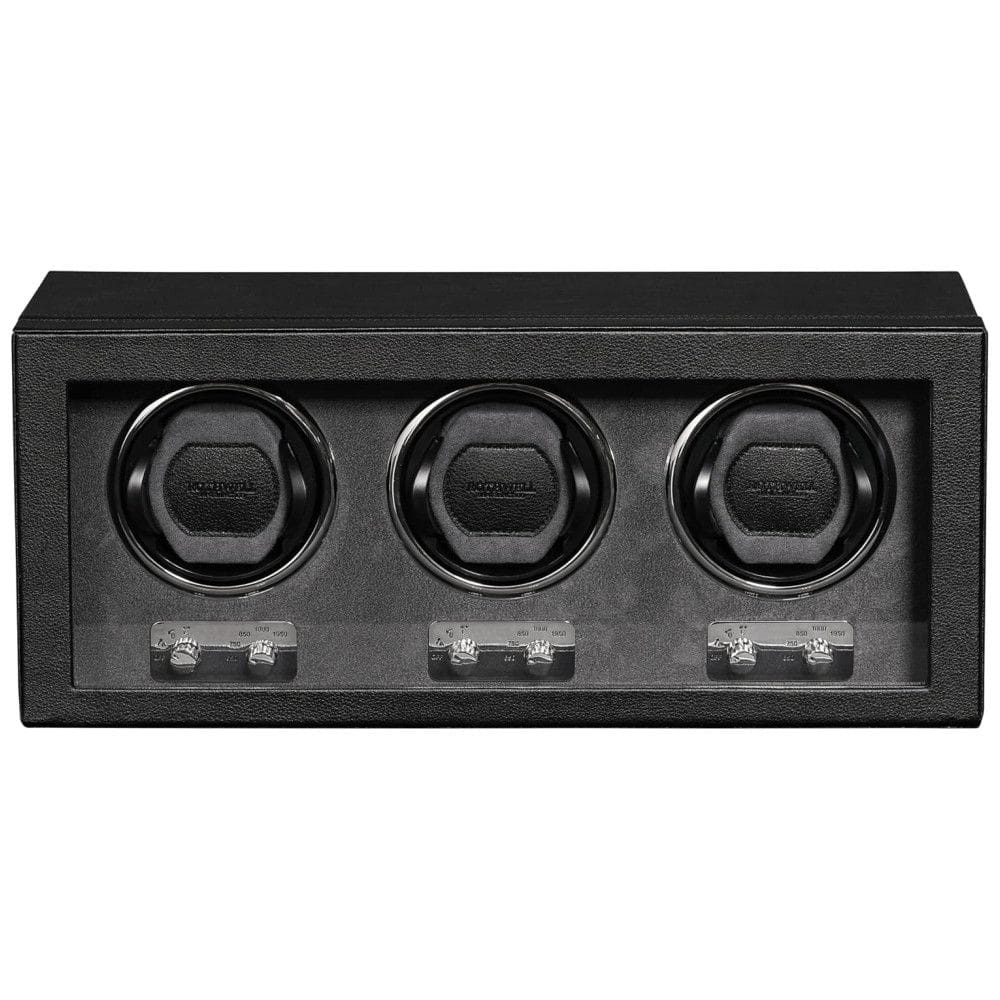 Caixa, Estojo Rotativo Automático para Relógios, 3 Lugares, ROTHWELL, Preto e Cinza