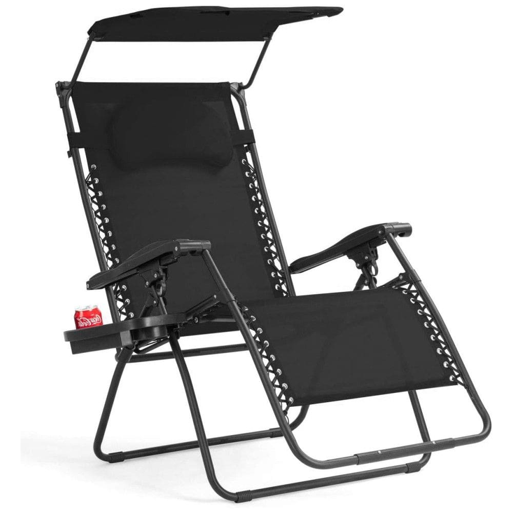 Cadeira Reclinável Ajustável Gravidade Zero com Porta Copos e Cobertura, Goplus, Azul