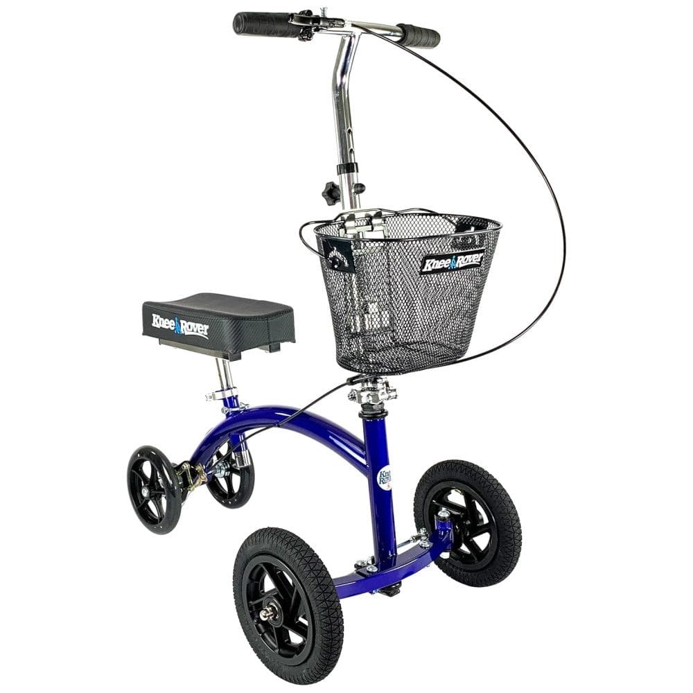 Andador 4 Rodas com Apoio para Joelho Ideal para Lesões Suporta 136 kg, KNEEROVER KRHYBRID KCPLUS ALL TERRAIN KIT, Azul