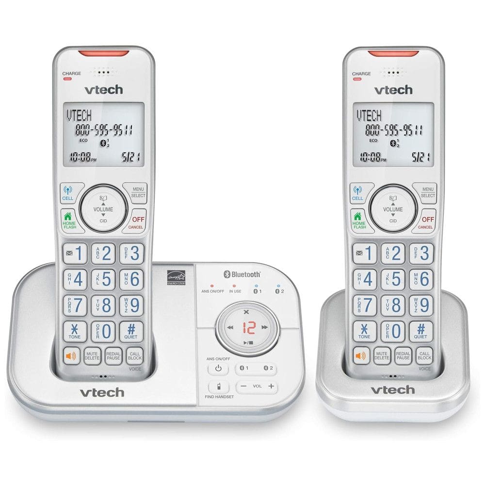 Telefone sem Fio com Bluetooth, Secretária Eletrônica, 2 Aparelhos, VTECH VS112 27, Branco