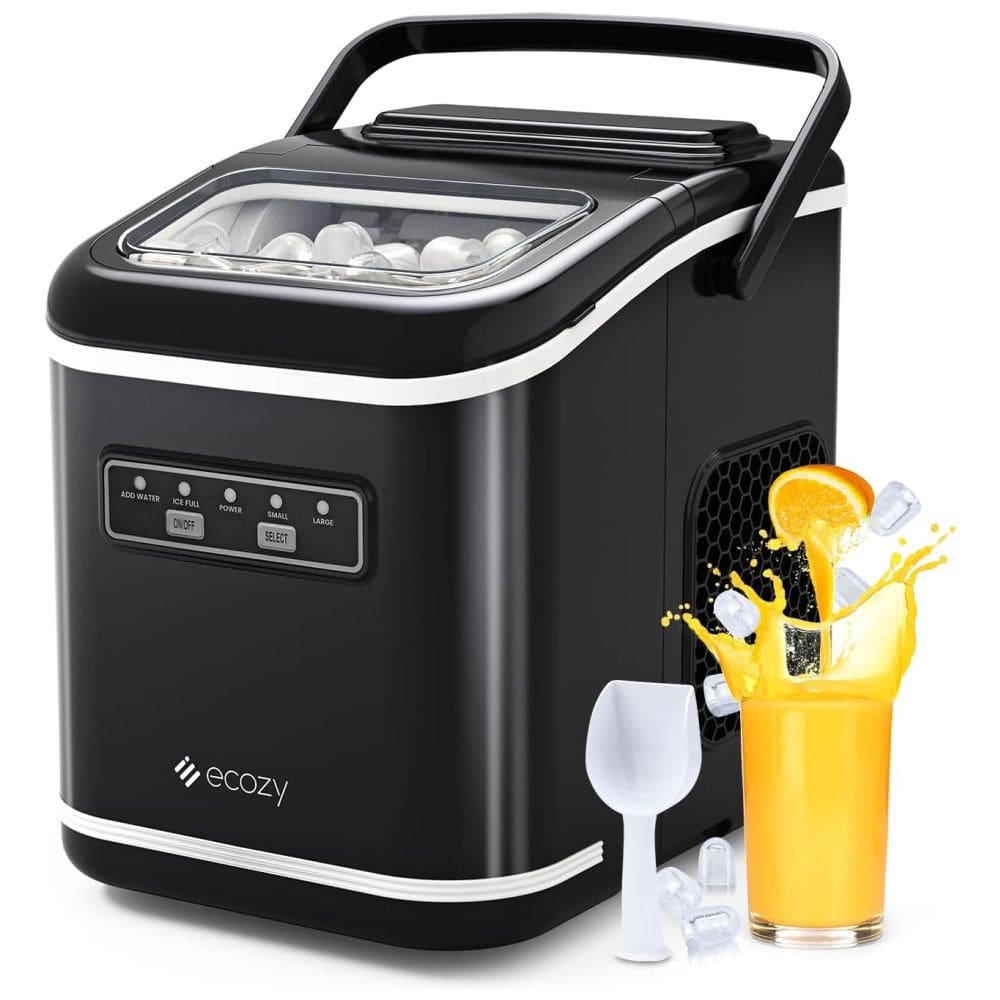 Máquina de Gelo Portátil, que Produz 12 kg em 24H com Função de Autolimpeza, Alça para Transporte Inclui Cesta e Colher de Gelo, 110V