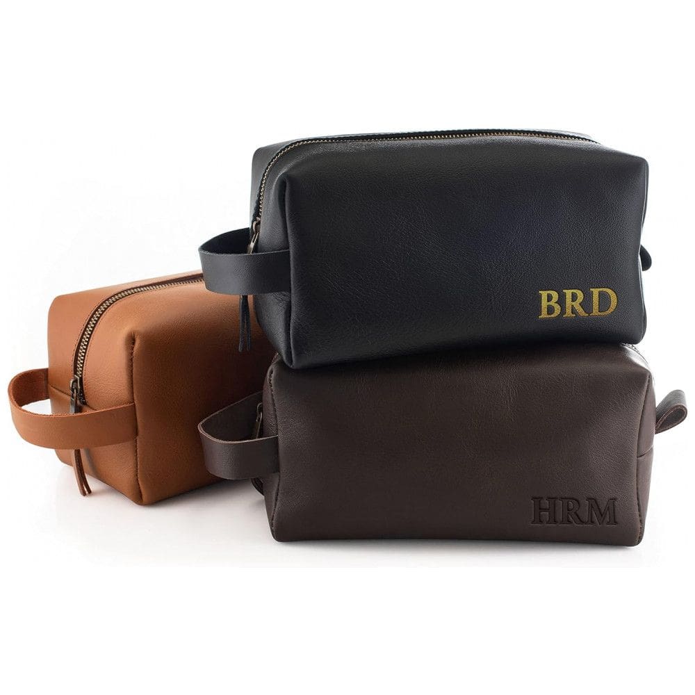 Necessaire Masculina de Couro, LARA LASER WORKS, Preto