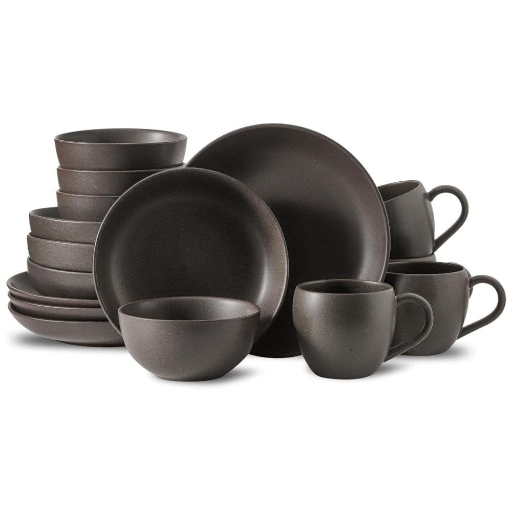 Aparelho de Jantar 16 Peças para 4 Pessoas - Tikooere, Pratos e Tigelas de Cerâmica, Resistente a Arranhões, Seguro para Micro-ondas