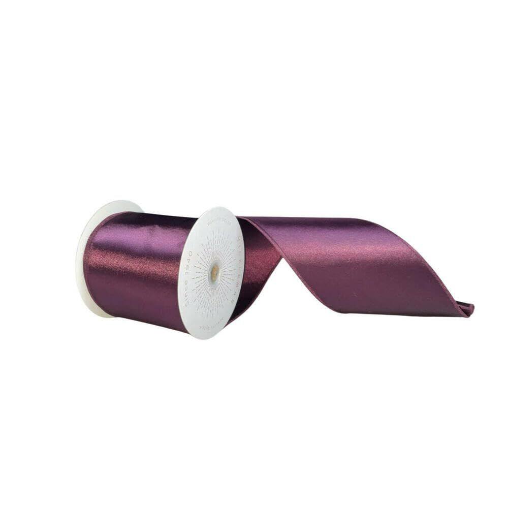Fita decorativa Vickerman 10yd Burgundy Satin 10cm