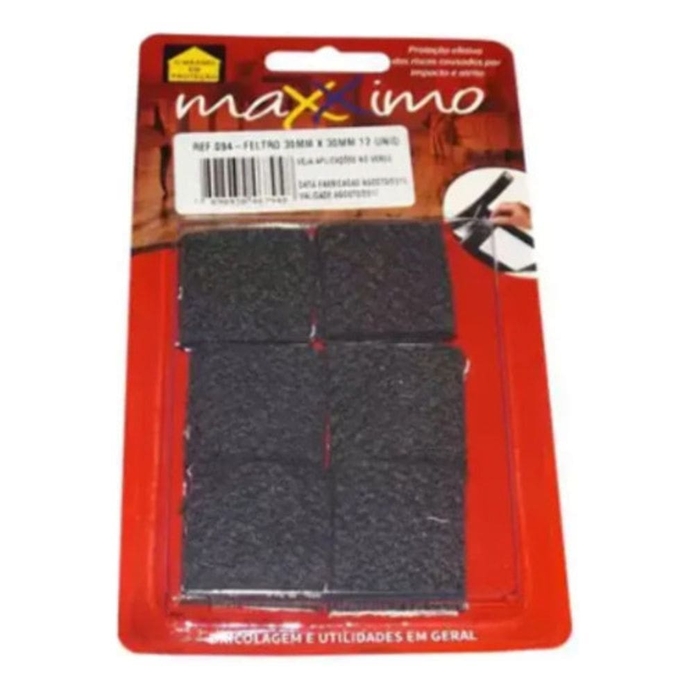 Protetor de Piso Cadeira e Móveis Quadrado 30X30MM 12 PÇ