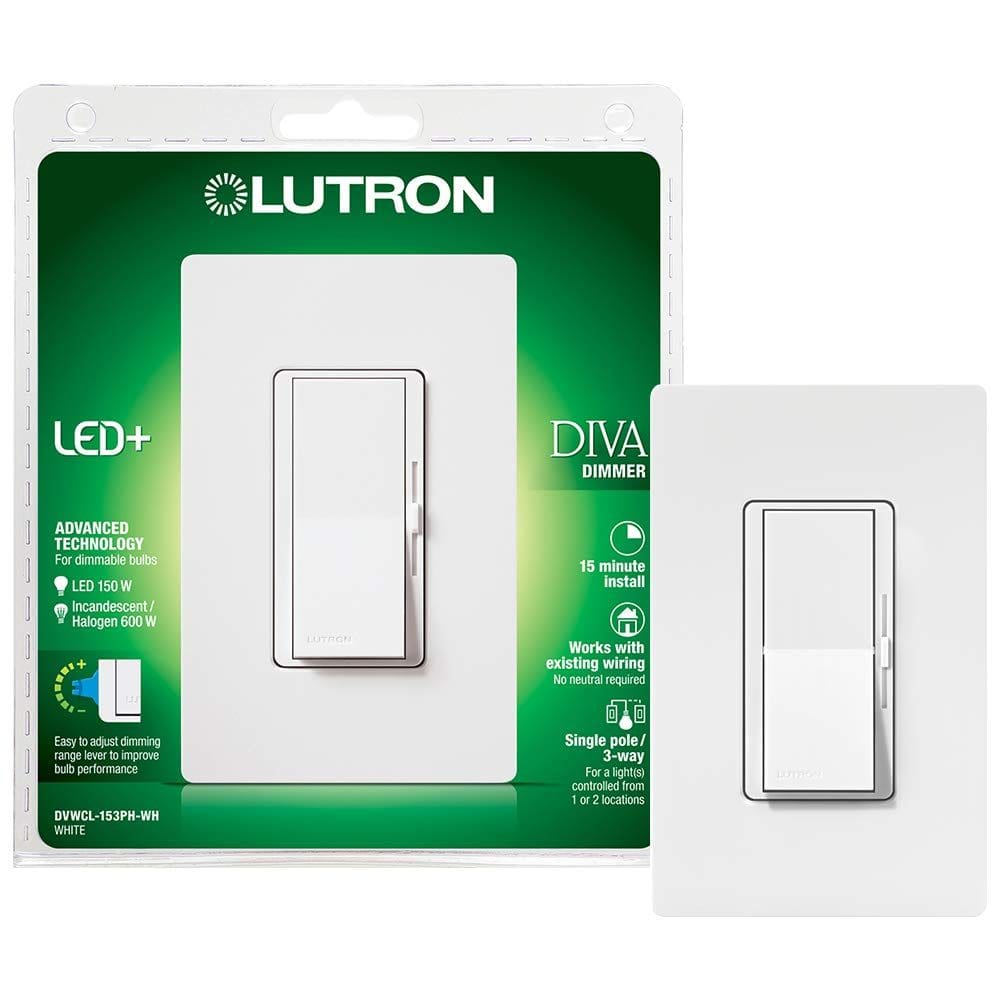 Interruptor de intensidade Lutron Diva LED+ para lâmpadas reguláveis 150W