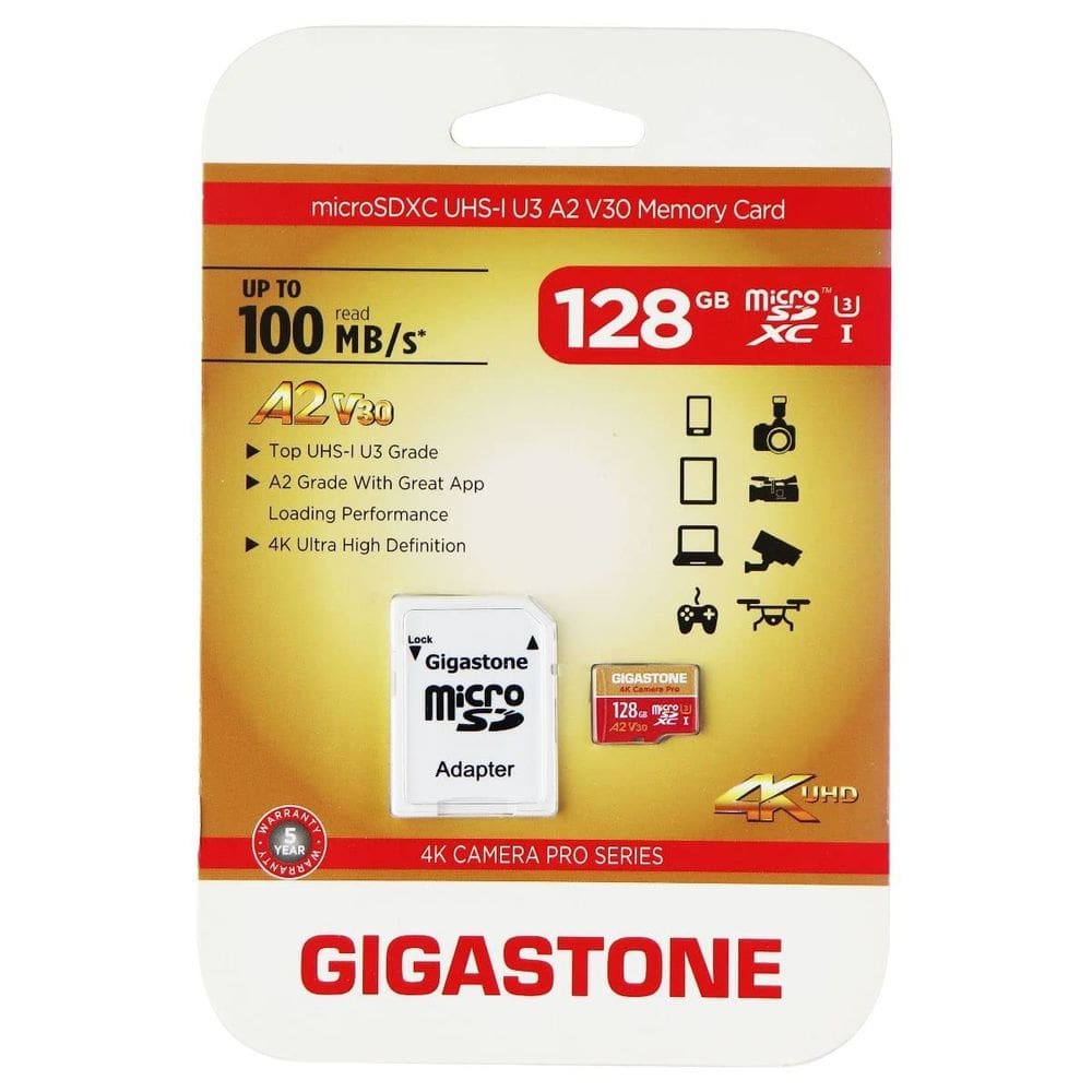 Cartão de memória SD Gigastone 128GB vermelho leve