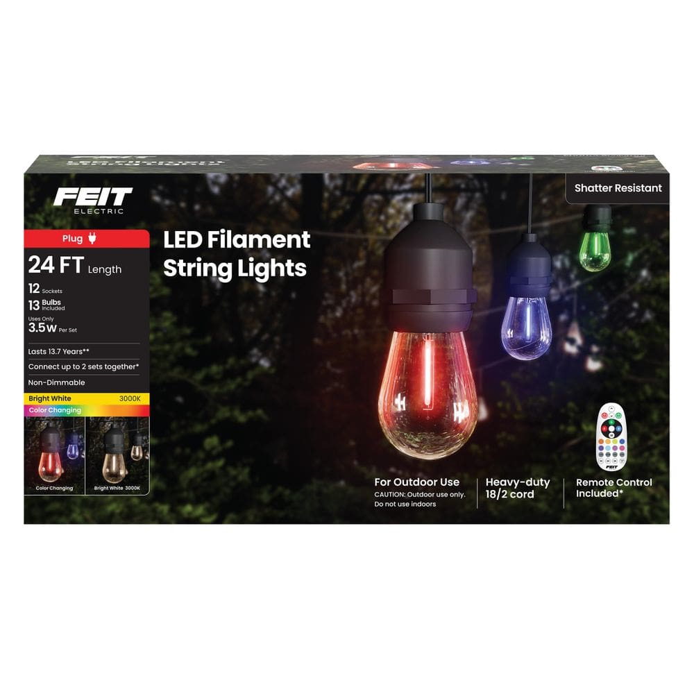 String Light Feit Electric SL24-12 com mudança de cor de 7,3 m