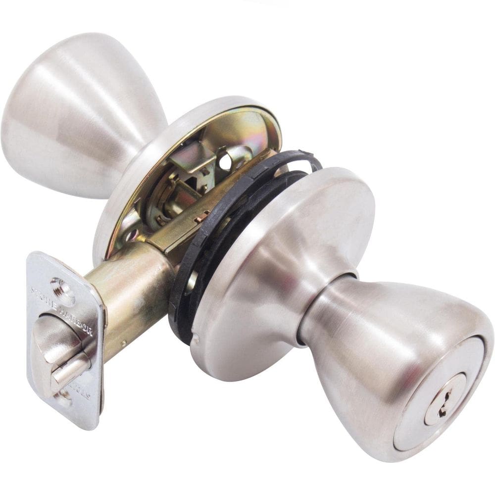 Fechadura de trabalho de entrada Stone Harbor Hardware KW Keyway Satin SS