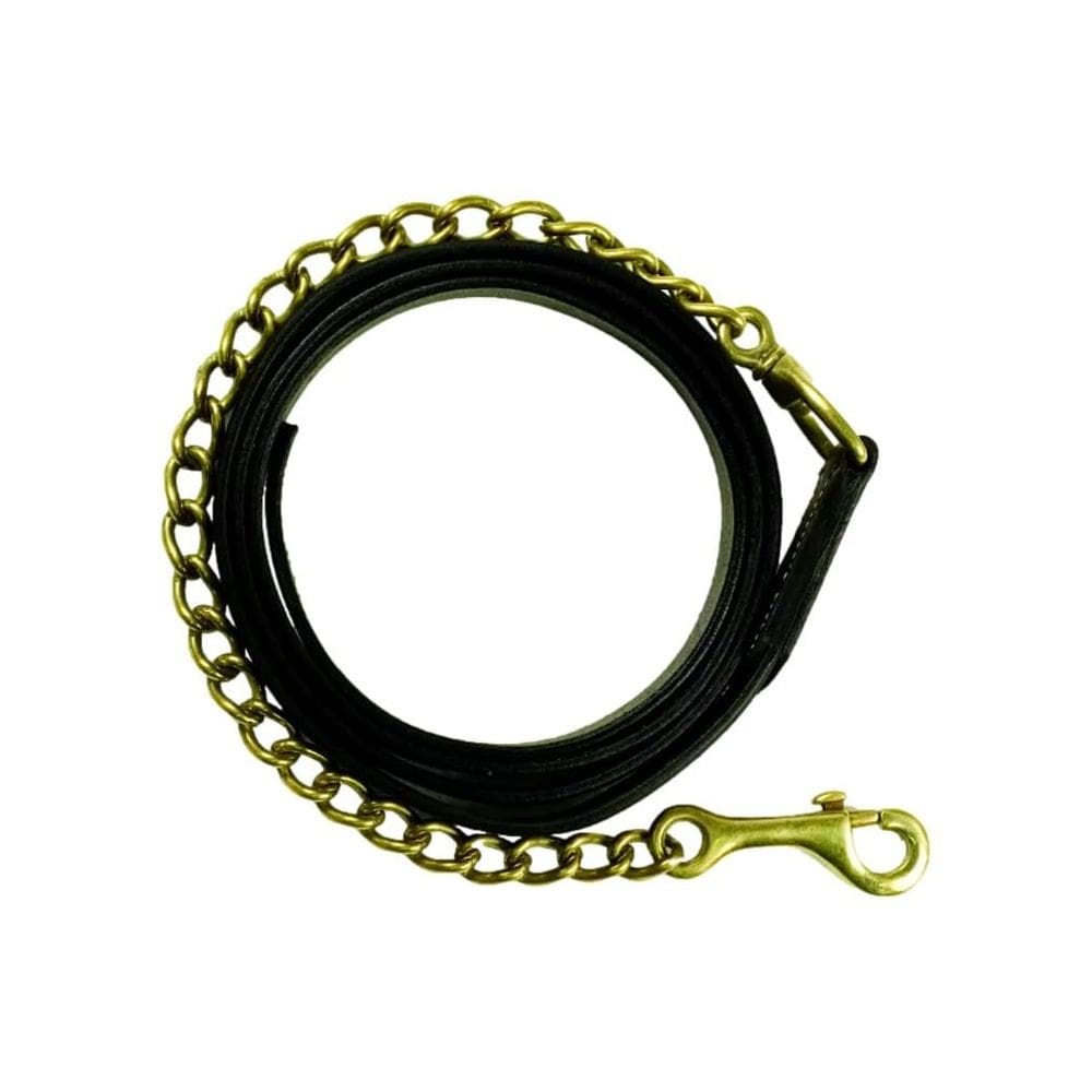 Coleira de couro Gatsby Havanna 19 cm, corrente de 2,3 m de grafite