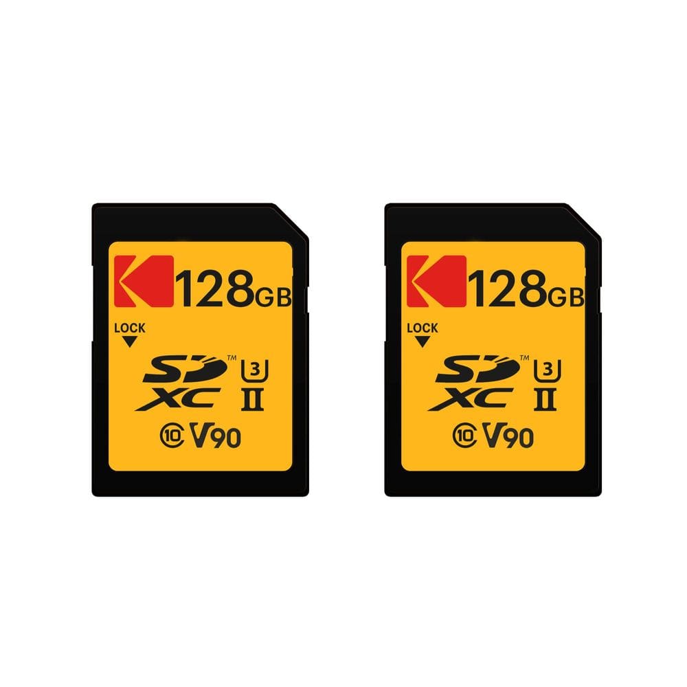 Cartão de memória SDXC KODAK 128GB UHS-II U3 V90, pacote com 2