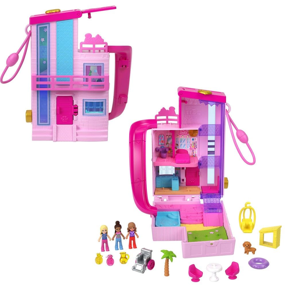 Conjunto de brinquedos Polly Dreamhouse Compact com Barbie e 3 bonecas