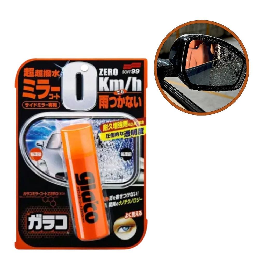Glaco Zero Soft99 Repelente de água para retrovisores, Espelhos e câmeras de ré