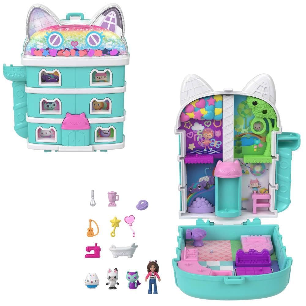 Conjunto de brinquedos Polly  x Gabby`s Dollhouse com microbonecas