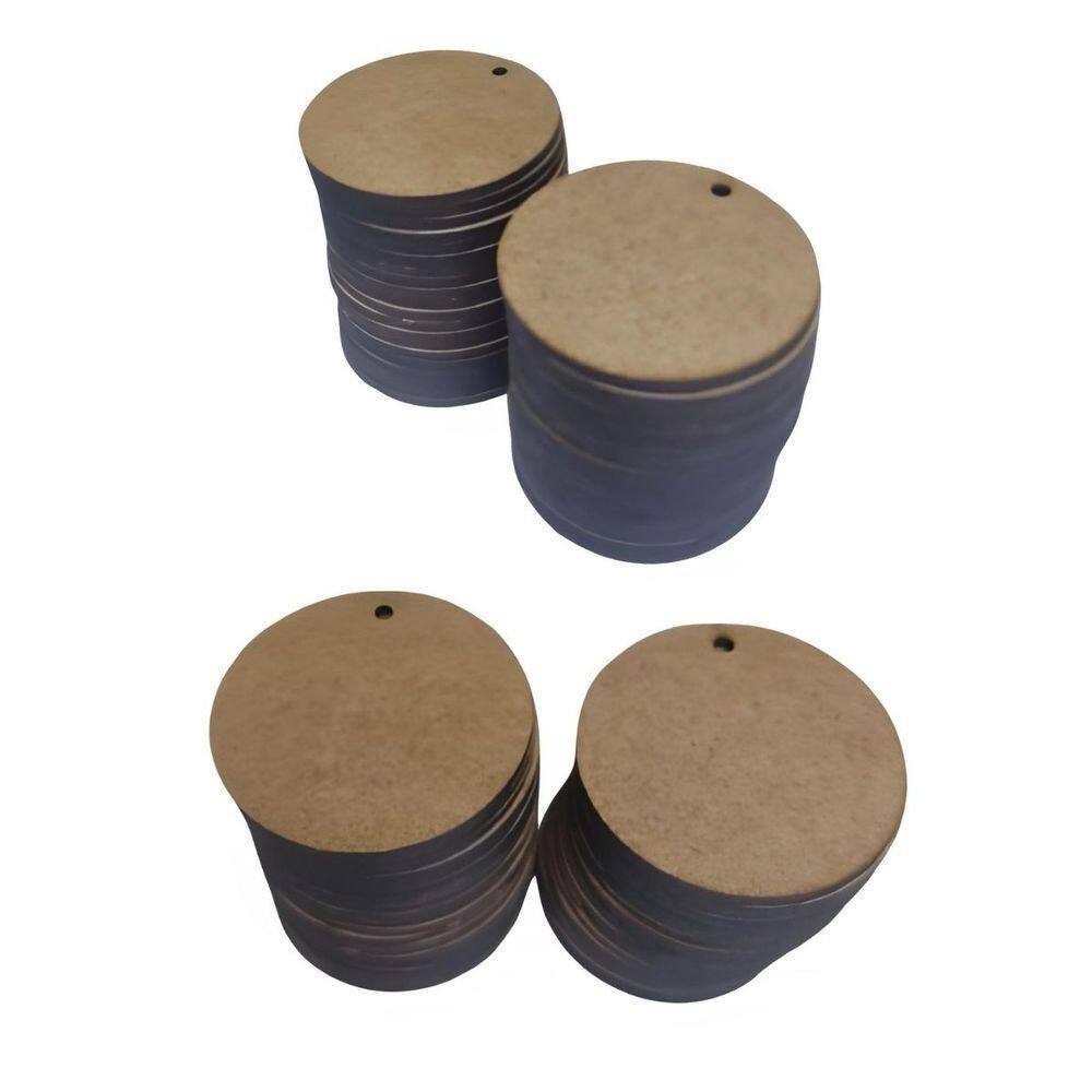 100 Bolacha Aplique Mdf Cru 5cm 1 Furo Pintura-adesivar-base
