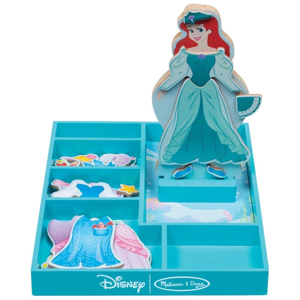 Kit Boneca Magnética de Madeira Disney Ariel com 30 Peças para Crianças Acima de 3 Anos, Melissa & Doug, Azul