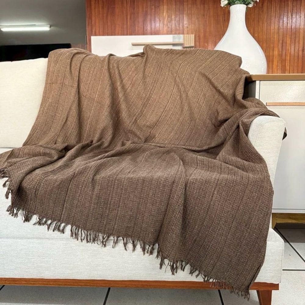 Manta Para Sofá E Cama 2,20x1,70cm Decorativa De Luxo Grande Capa De Sofa Marrom Mesclado