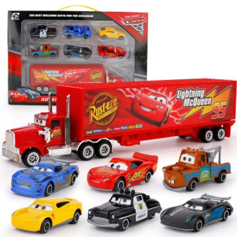 Conjunto de brinquedos Disney Pixar Cars Lightning McQueen 7 peças