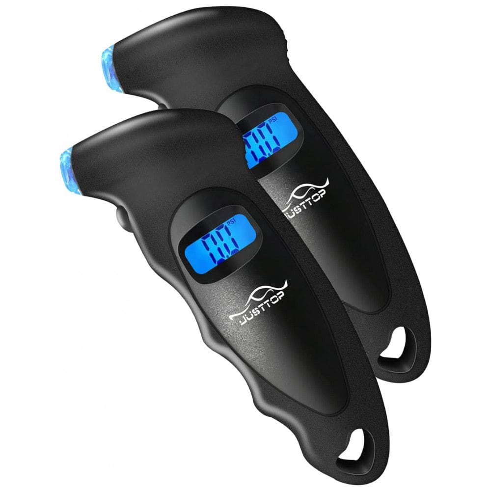 Manômetro Digital de Pressão de Pneus JUSTTOP, Pacote com 2 Unidades, 150PSI, 4 Configurações para Carros, Caminhões e Bicicletas