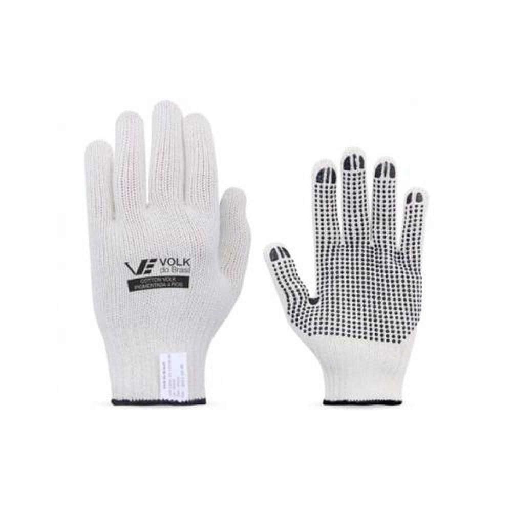 Luva De Segurança Algodão Pigmentada Branca Antiderrapante - Volk Brasil