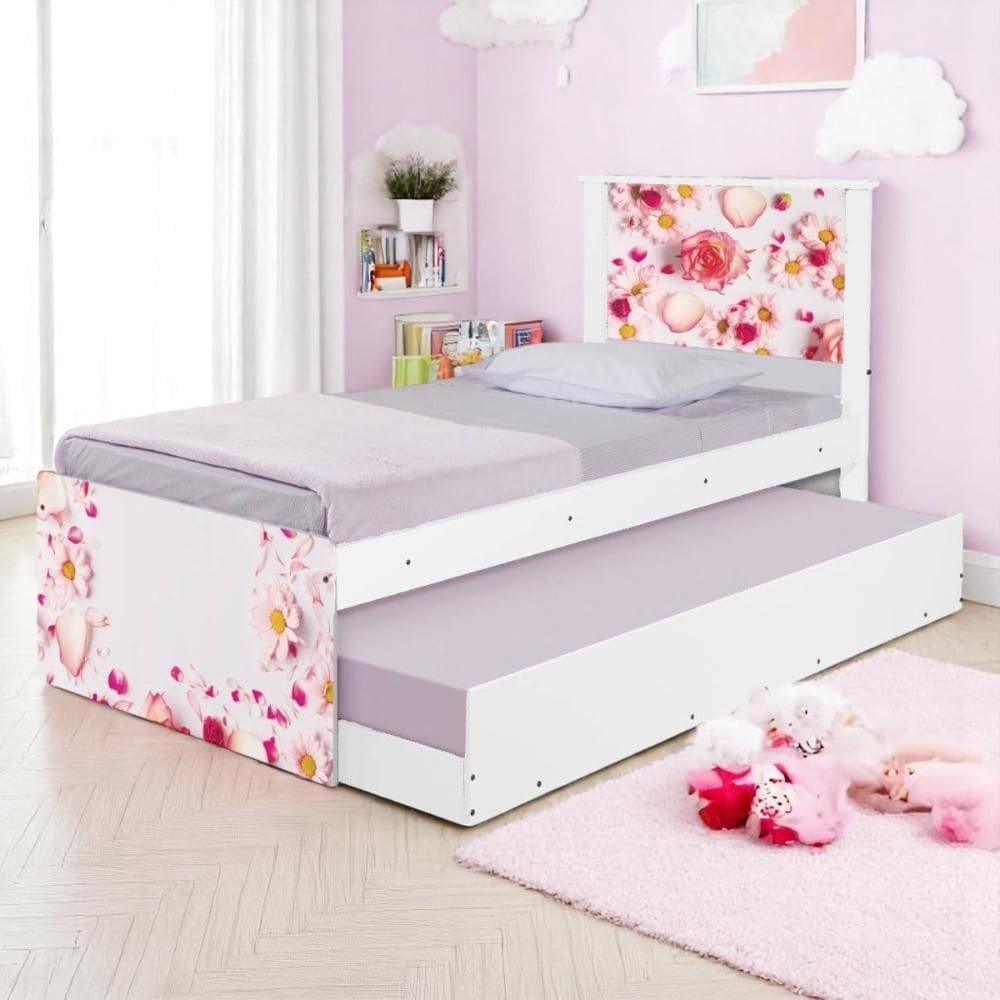 Bi Cama Juvenil Zap com Cabeceira Rosas