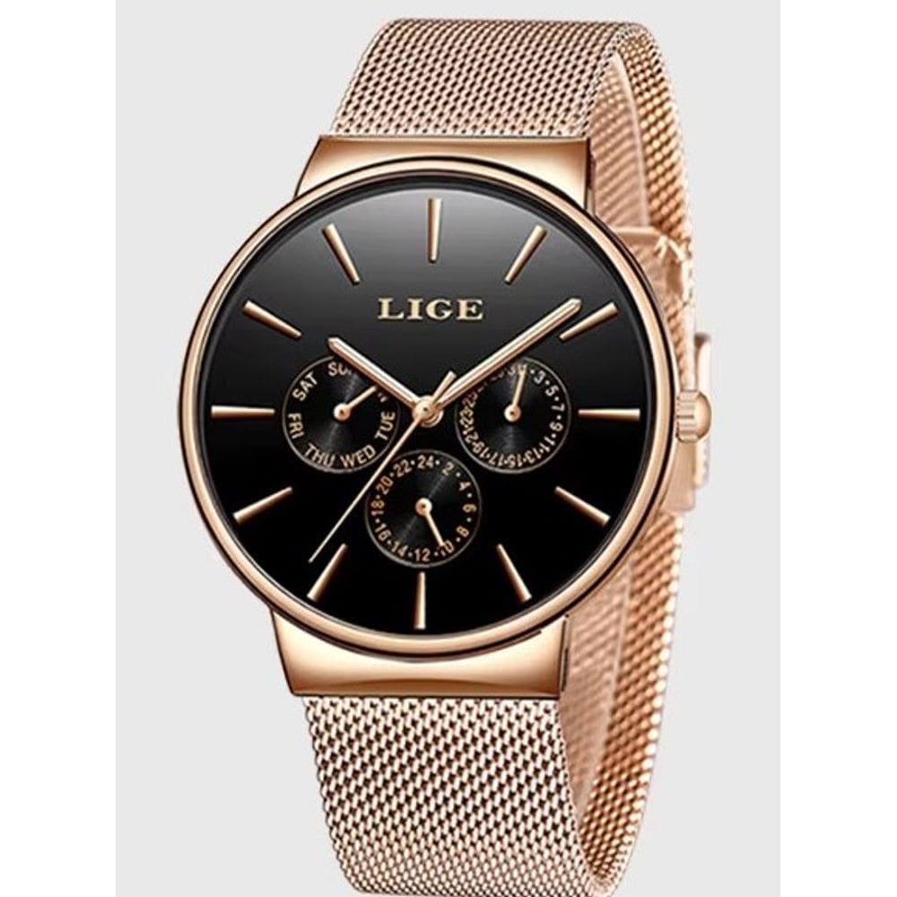 Relógio Feminino  Lige Slim Pulseira Malha De Aço