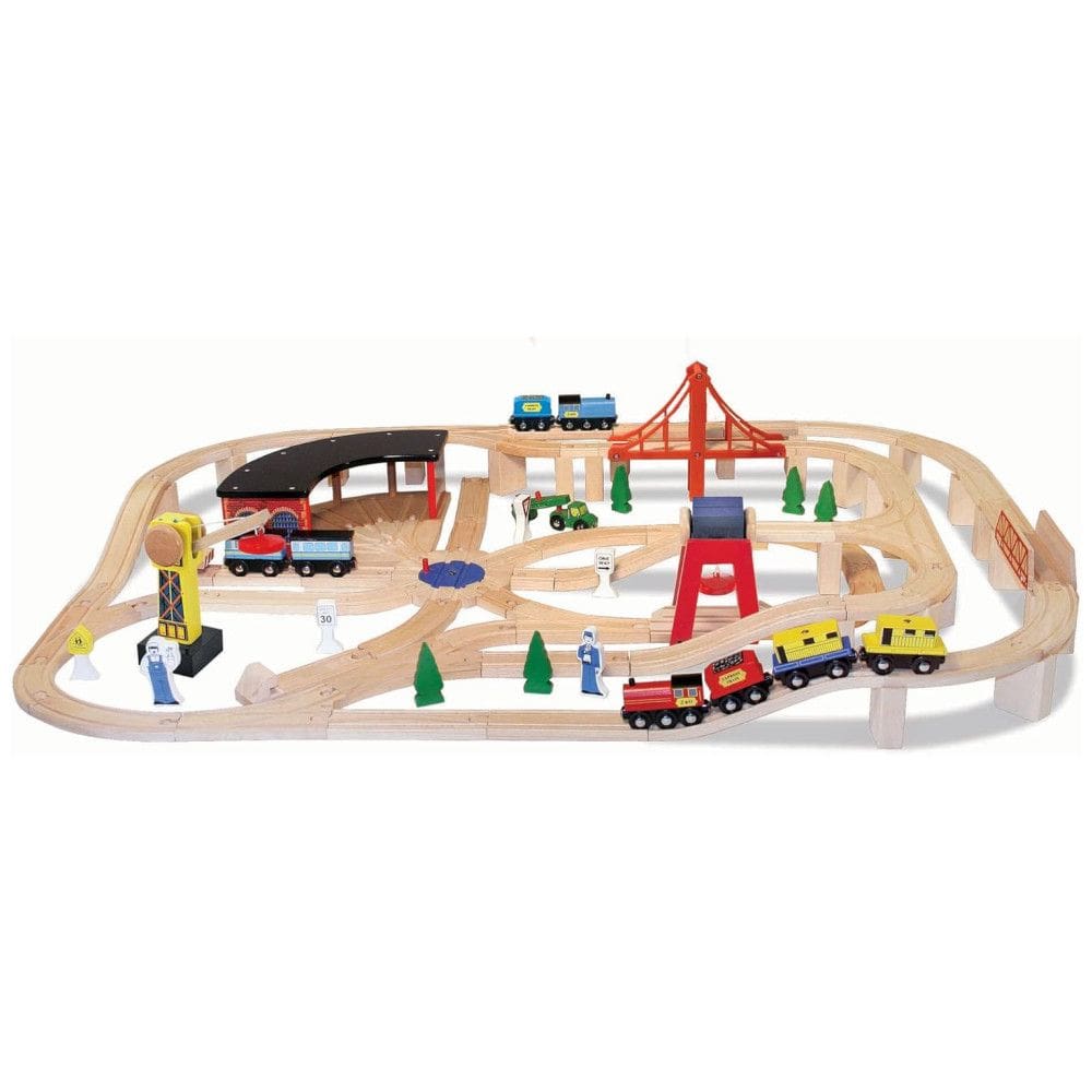 Kit Ferroviário Infantil de Madeira com 130 Peças Ideal para Crianças a Partir de 3 Anos, Melissa & Doug