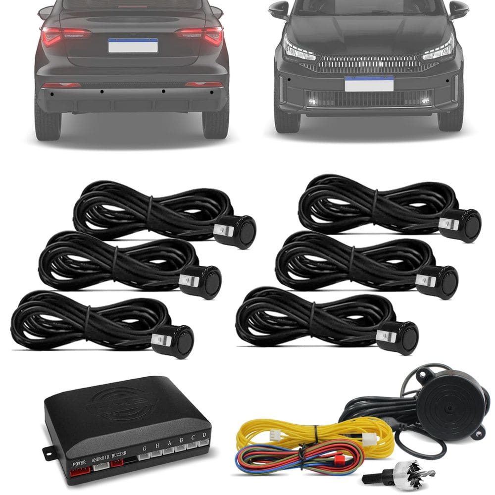 Sensor de Ré 6 Pontos Preto KX3 para Multimídia Android Univ