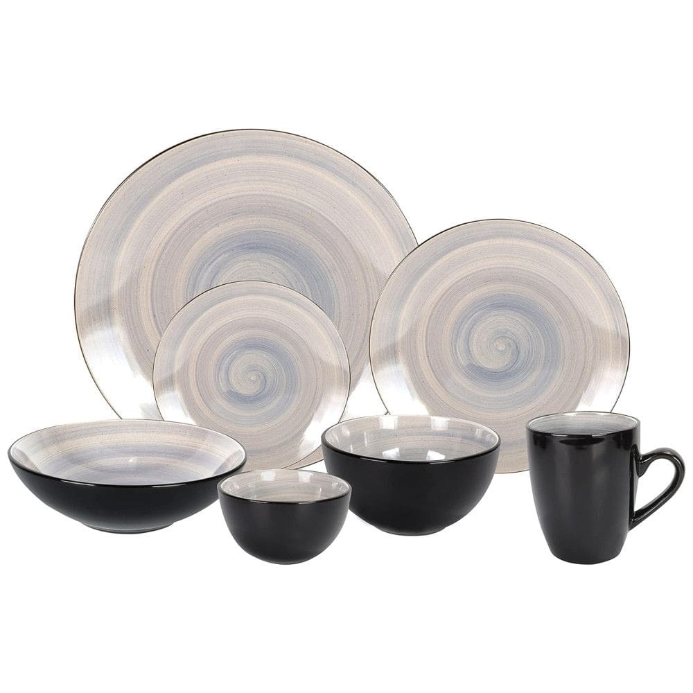 Aparelho de Jantar Stoneware Sonoma, 56 peças Laváveis na Máquina, Cinza,HomeVss