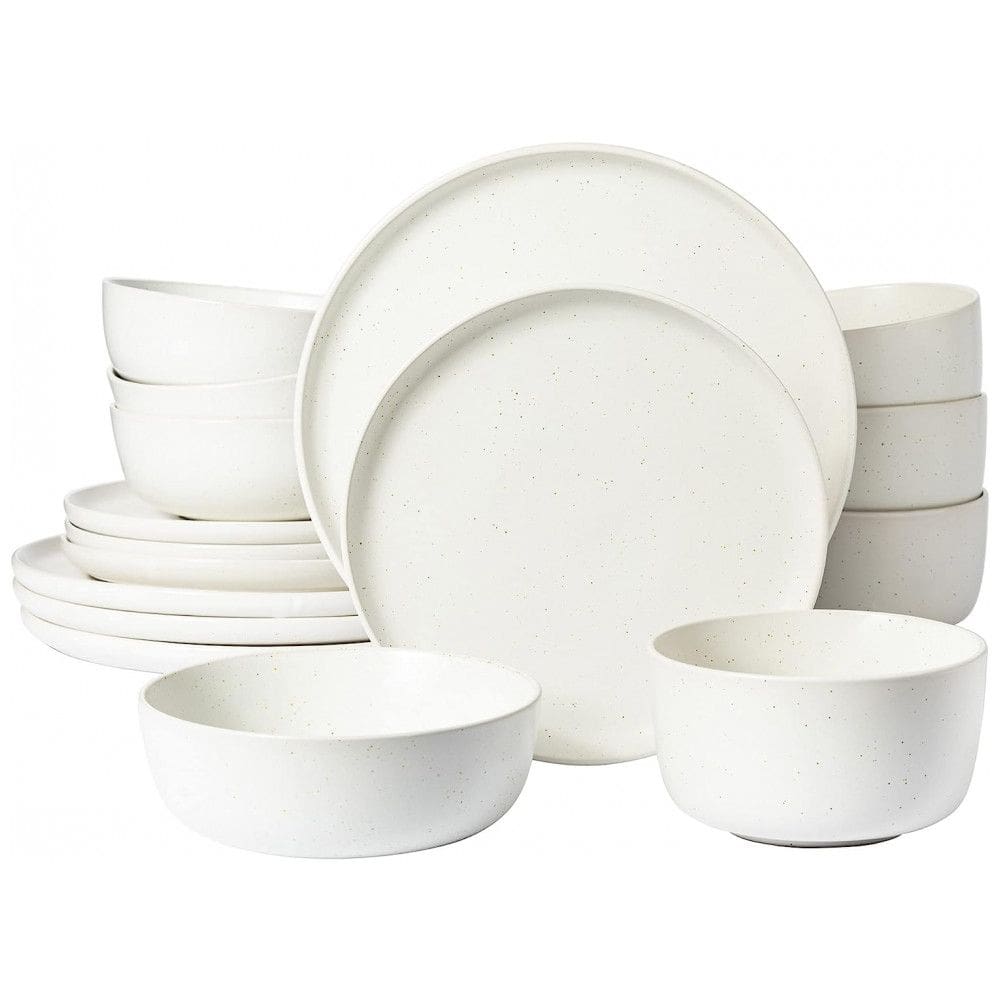 Aparelho de Jantar com 16 Peças em Cerâmica Faiança Reativa Serve 4 Pessoas, Gibson Elite James Street, Branco