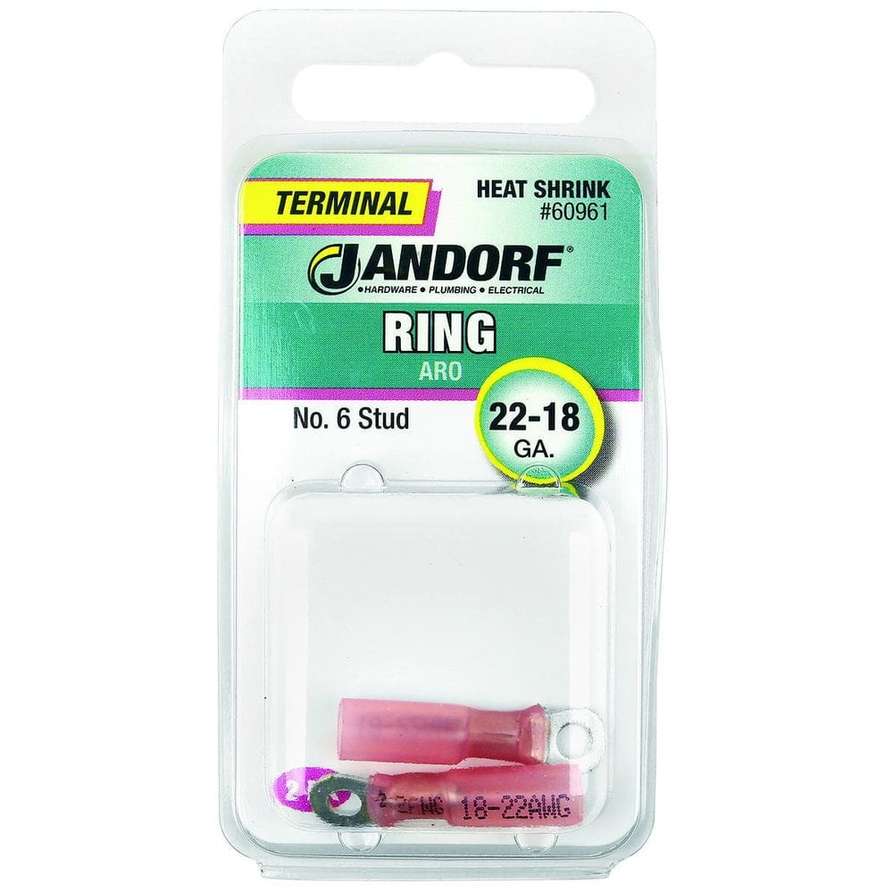 Terminal de anel termorretrátil Jandorf 22-18 AWG rosa