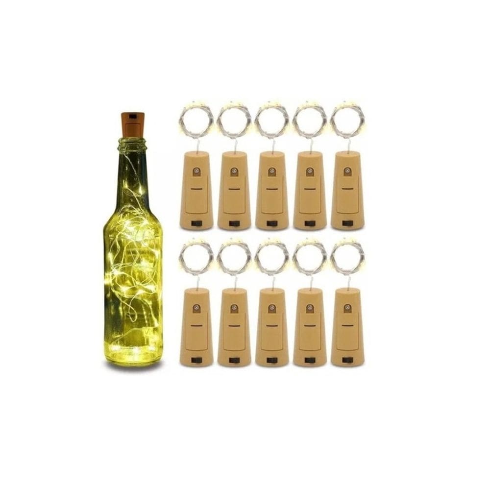 Luzes de casamento microLED Cork Fairy Wire de 2 m — pacote x10