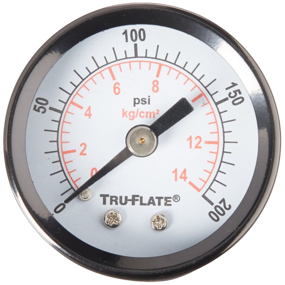 Medidor de montagem traseira da Air Line Plews Tru-Flate 0-200 PSI