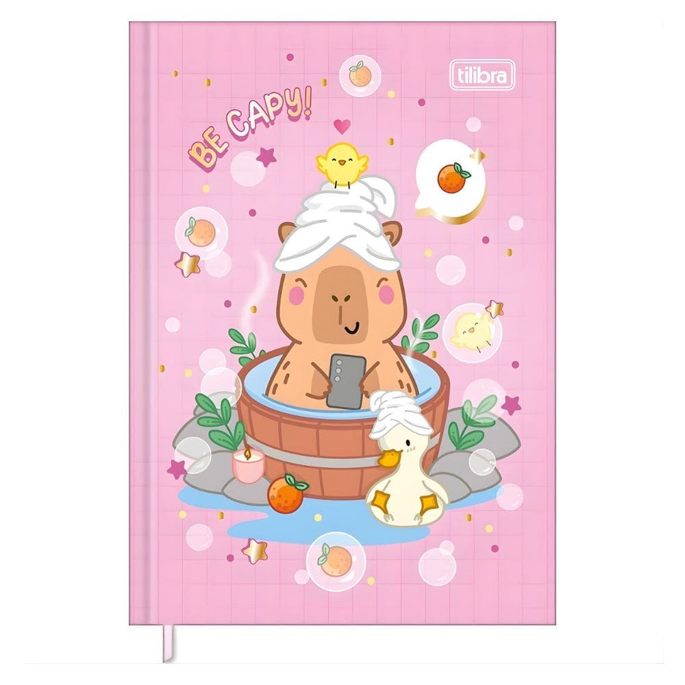 Caderneta (Pequena) Costurada Petit Capivara 96 Folhas Decoradas 10,5 cm x 14,8cm - Tilibra