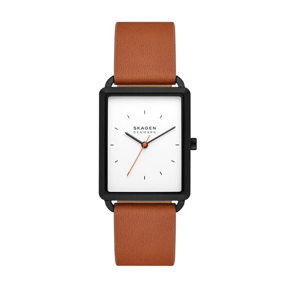 Relógio masculino Skagen com pulseira de couro marrom Hagen 36 mm de quartzo
