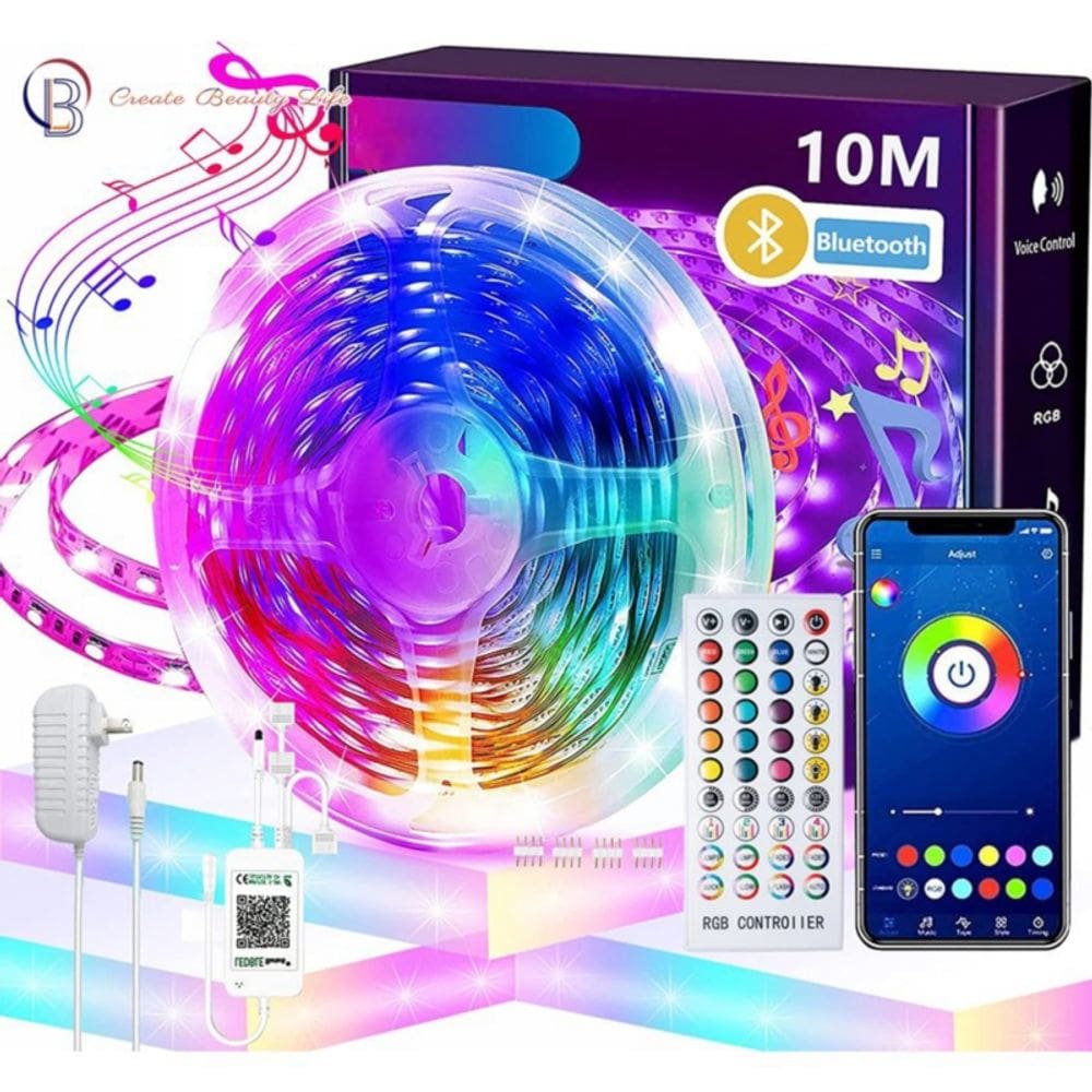 Faixa de luz WiFi RGB de 10 m com controle remoto