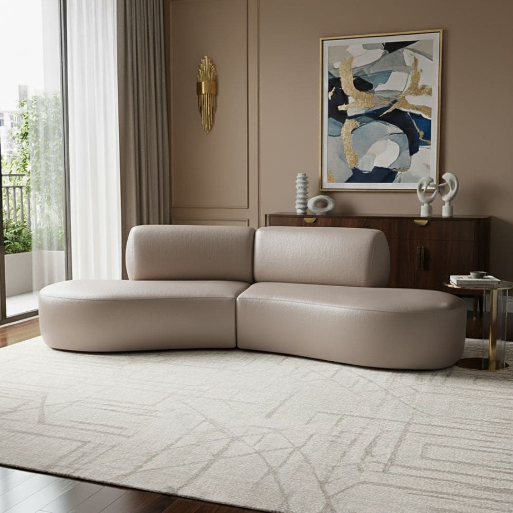 Sofá Orgânico Módulo Curvo Savana Corino Modena Bege - Montanari`s Decor